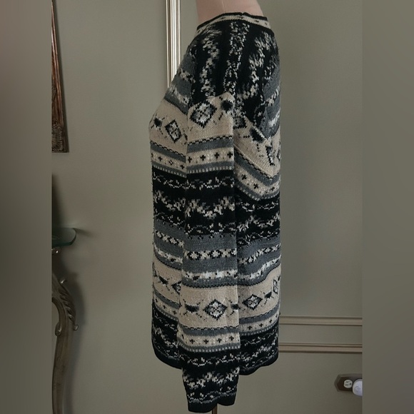 Vintage Women’s Black Gray Fair Isle Knit Sweater Made in USA Size Large - Picture 2 of 4